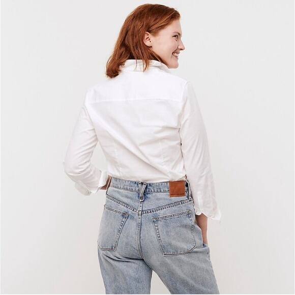 NWT J. Crew Curvy Slim Stretch Perfect Shirt Size 18 White Blouse Career Staple - Picture 6 of 15